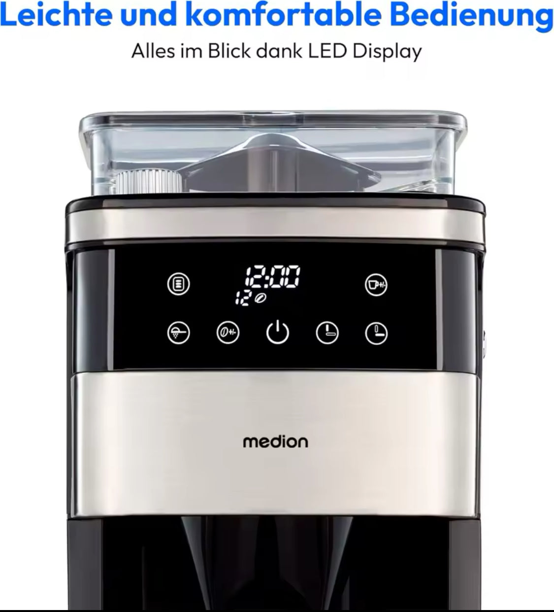 ☕ MEDION Kaffeemaschine mit Mahlwerk & Glaskanne – Frischer Kaffeegenuss auf Knopfdruck! 🔥