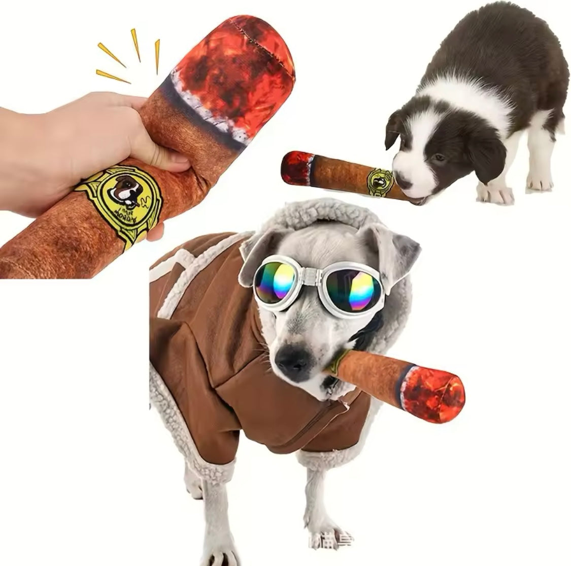 Lustiges Zigarren-Design Hundespielzeug 🐾🤣 | Quietschendes Plüsch-Kauspielzeug für kleine & mittelgroße Hunde!
