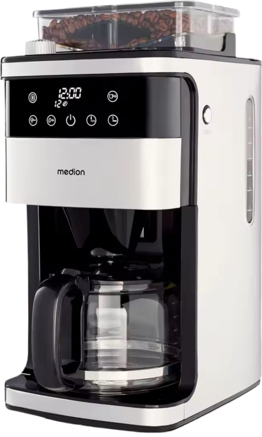 ☕ MEDION Kaffeemaschine mit Mahlwerk & Glaskanne – Frischer Kaffeegenuss auf Knopfdruck! 🔥